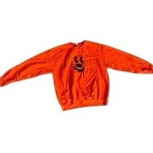 Gildan Mickey Mouse Pumpkin Halloween Sweatshirt Orange Cotton Blend Unisex L